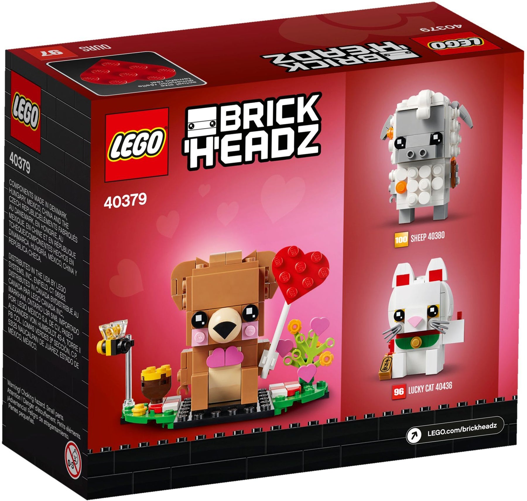 LEGO 40379 Valentine's Bear BrickHeadz Building Kit - SuperSaverAU - view 2