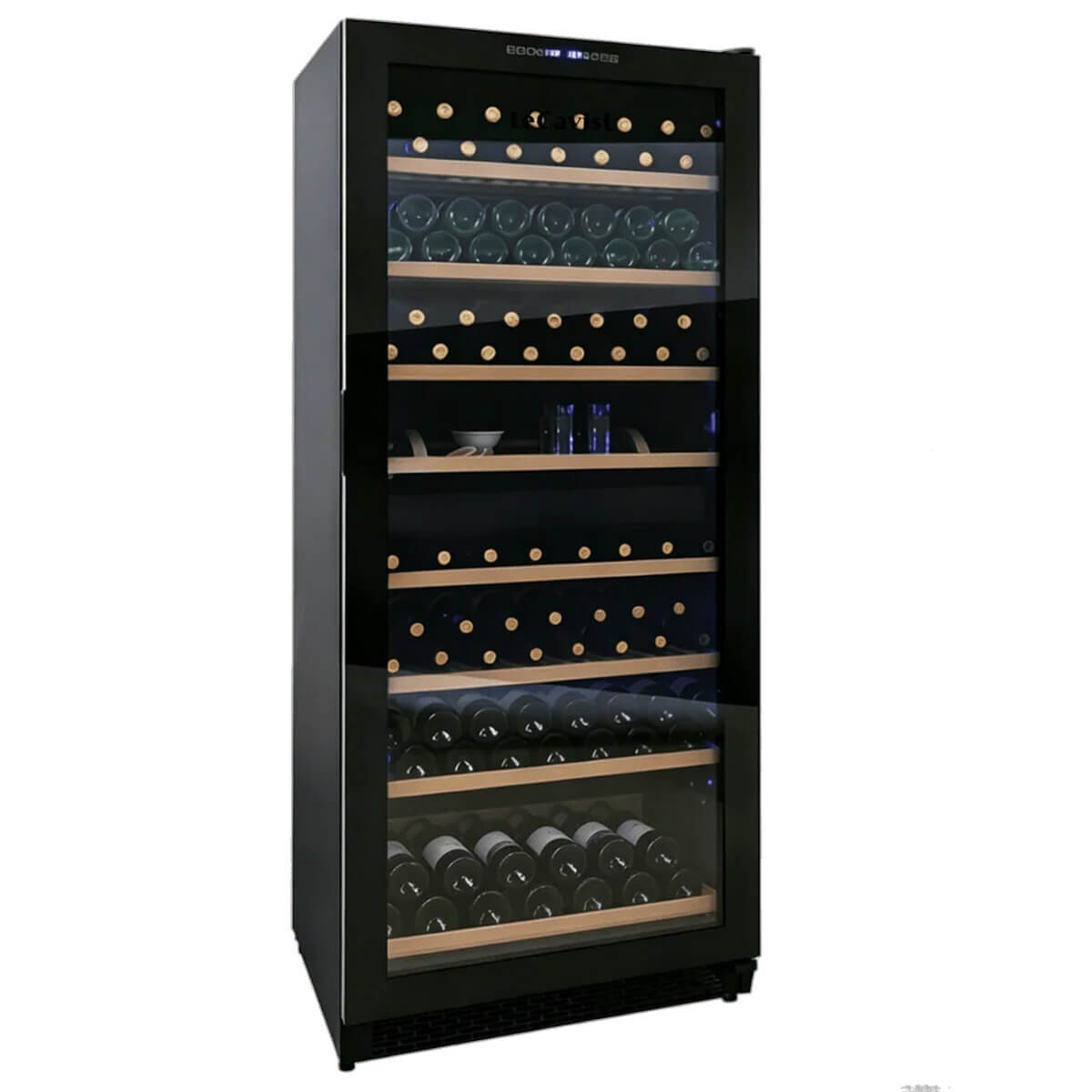LeCavist Cuvee Rothschild 303 Bottle Dual Zone Wine Fridge - Black - 9 Wooden Shelves - LCS300VN2Z1D
