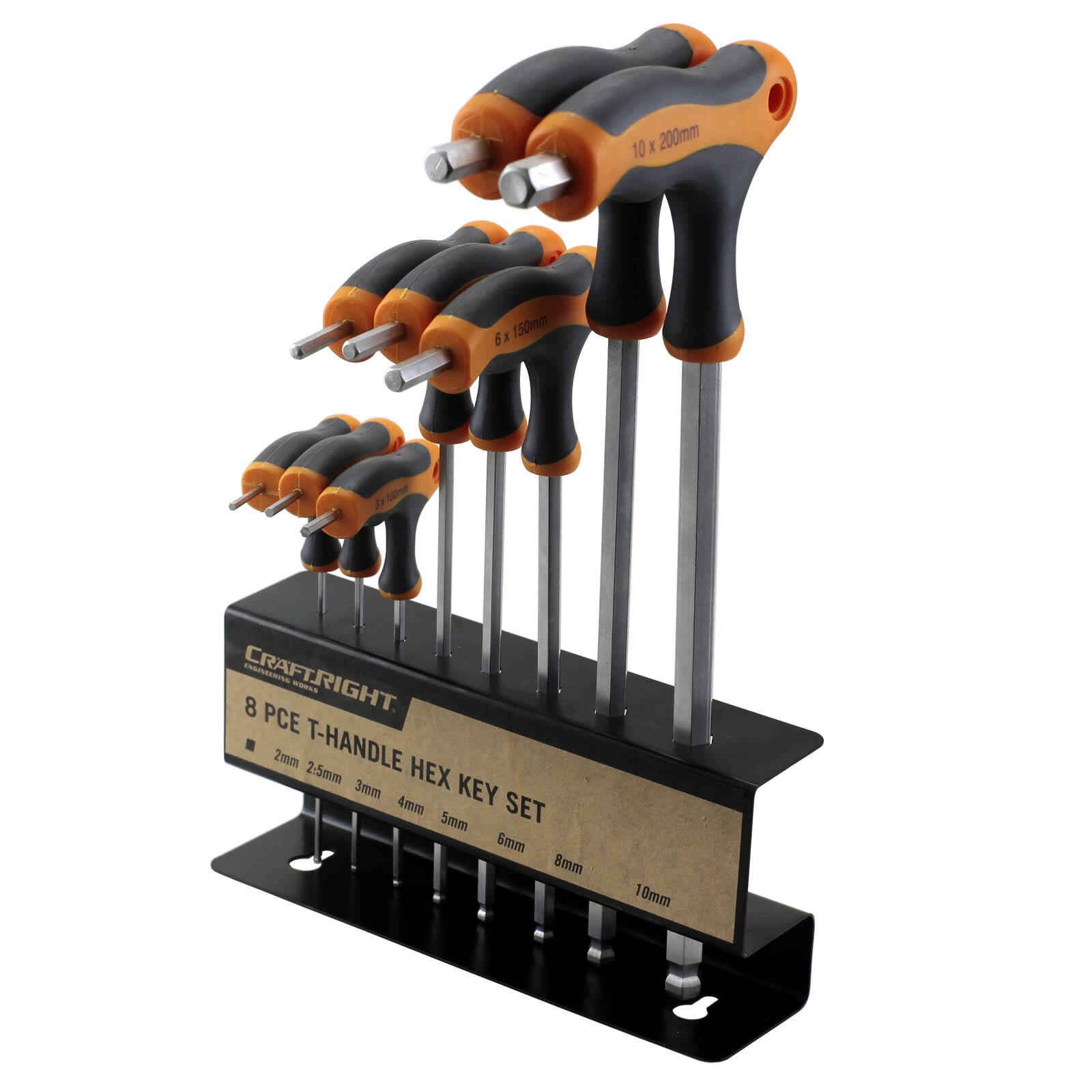 Craftright 8 Piece T-Handle Hex Key Set CR-V Metric 2mm to 10mm
