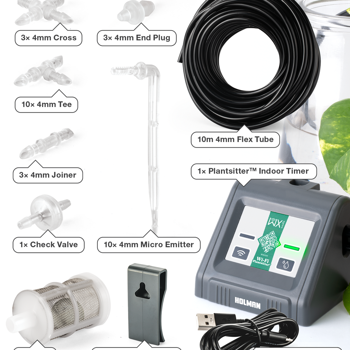 Holman Wi Fi Plantsitter Indoor Timer Kit - 10 Plant Watering System - 216mm x 100mm x 146mm - SuperSaverAU - view 3