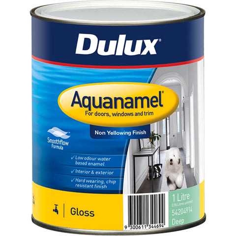 Dulux Aquanamel Gloss Enamel Paint 1L Deep Base Water-Based Acrylic