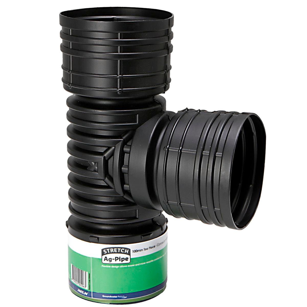 RELN Stretch Ag Pipe 100mm T Piece - Plastic - Flexible - Easy Install - SuperSaverAU - view 1