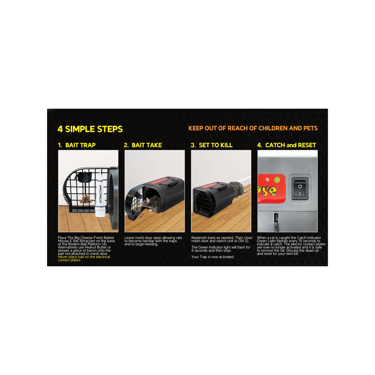 The Big Cheese Ultra Power Neo-Zap Electronic Rat Killer, Battery Operated Indoor Trap