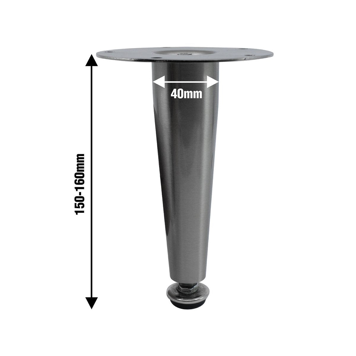 Adoored 150mm Brushed Nickel Tapered Metal Furniture Leg