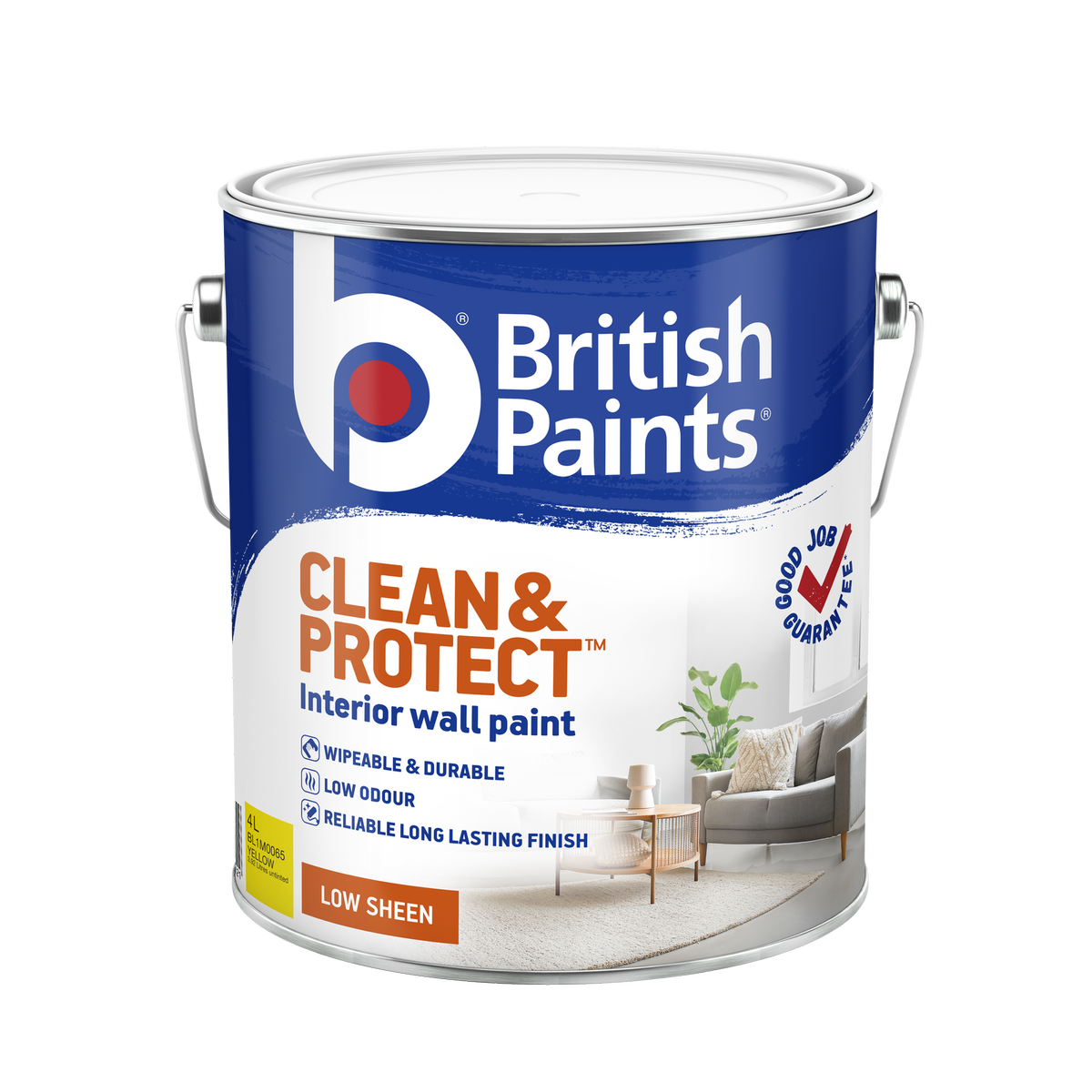 British Paints Yellow Clean & Protect Low Sheen Interior Paint 4L