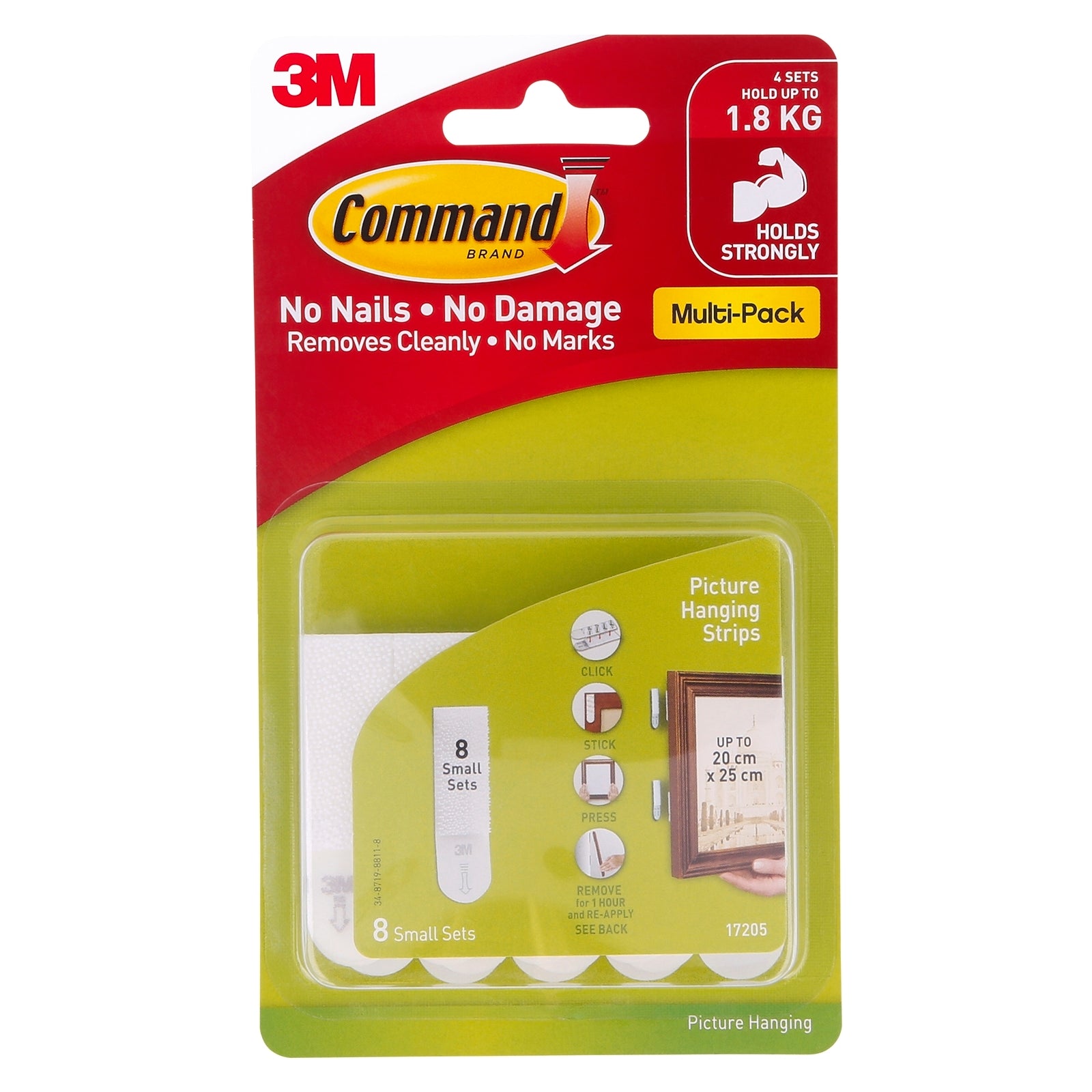 Command Small White Picture Hanging Strips 1.8kg - 8 Pack