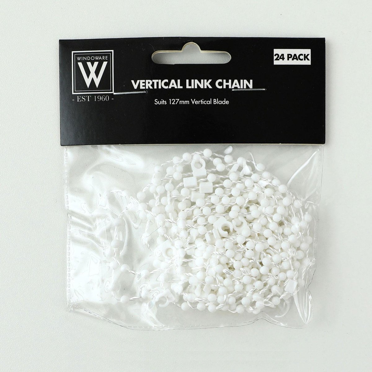 Windoware 127mm White Vertical Blind Bottom Link Chain - Plastic, 24 Pack