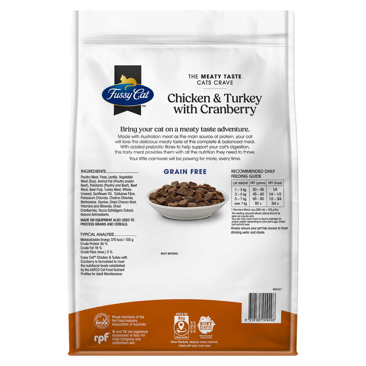 Fussy Cat Grain Free Dry Cat Food - Chicken Turkey with Cranberry 4kg - Complete Nutrition, Urinary Support - SuperSaverAU - view 2