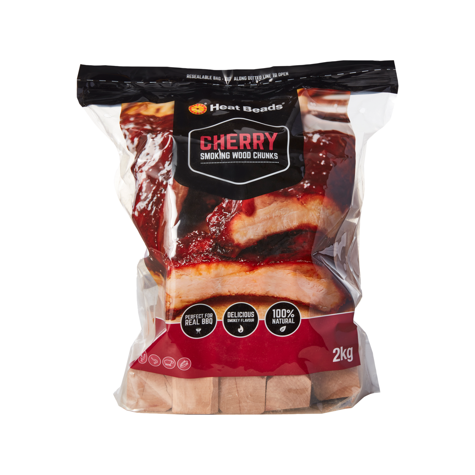Heat Beads 2kg BBQ Smoking Wood Chunks Cherry