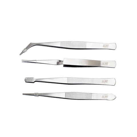 Craftright 4 Piece Tweezers Set - Stainless Steel - Precision Tools - 112mm to 120mm - SuperSaverAU - view 1