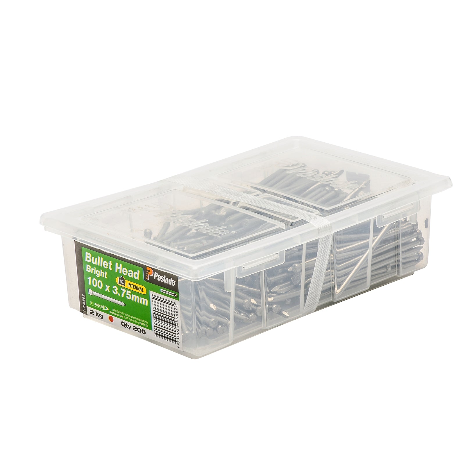 Paslode 100 x 3.75mm Bright Steel Bullet Head Nails - 2kg 200 Pack
