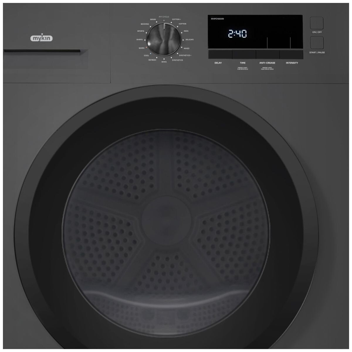 Mykin 10kg Heat Pump Dryer - 8 Star Energy Rating - 16 Programs - Black - MHPD1000B