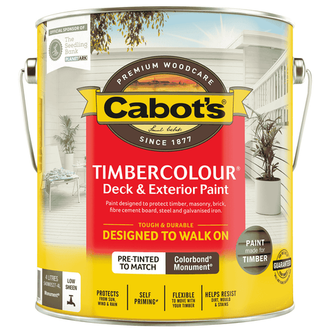 Cabot's 4L Colorbond Monument Timbercolour Deck & Exterior Paint Water Based