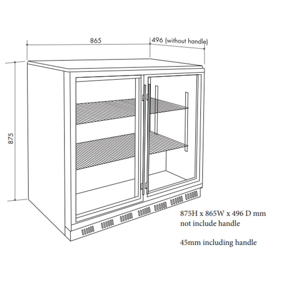 Artusi 190L Double Door Outdoor Beverage Centre - Black, Weatherproof, Four Shelves, Lockable - AOF2B