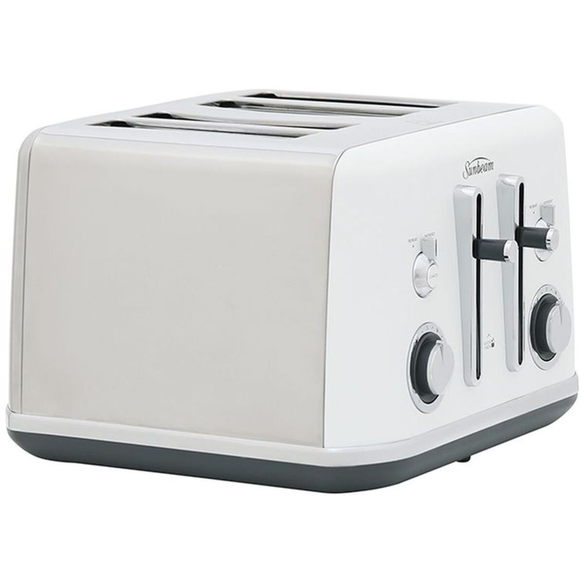 Sunbeam Alinea Select 4 Slice Toaster - White, Nine Browning Settings, Dual Controls - TA2740W
