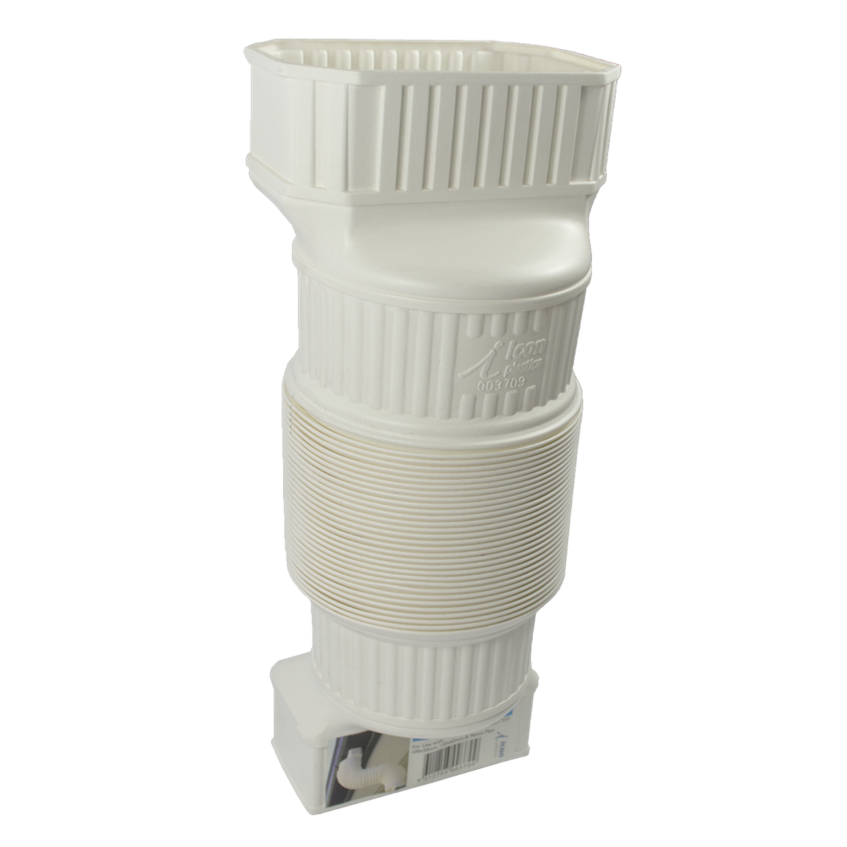 Icon Plastics 100mm Plumber's Elbo Flexible Downpipe Connector, White Polypropylene
