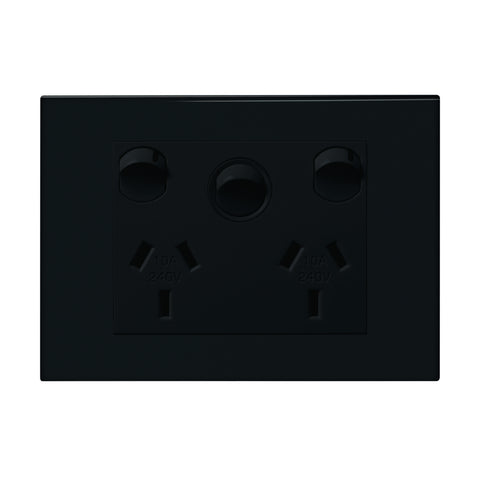 HPM VIVO Double Powerpoint with Extra Switch, Grey 10A 240V Surface Mount