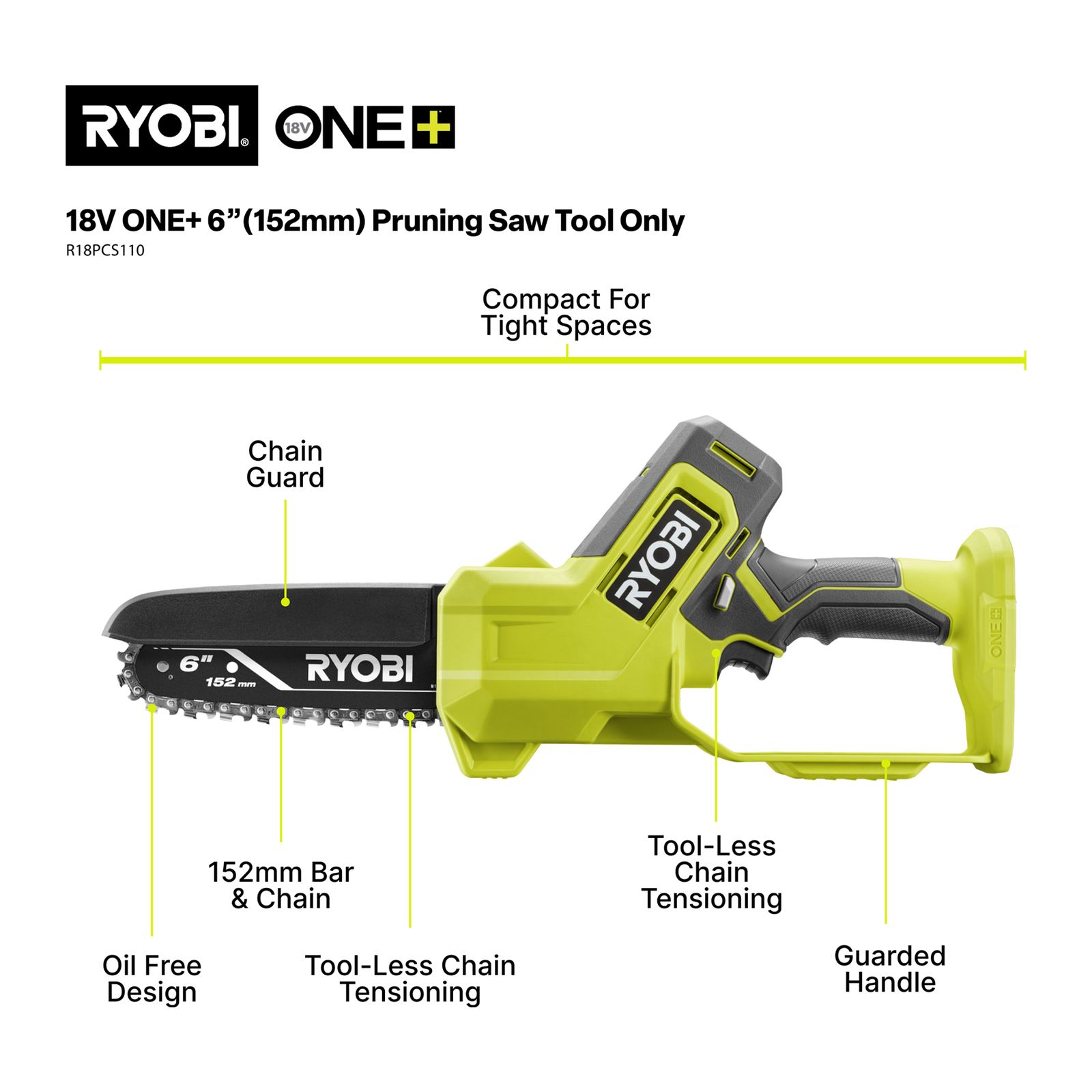 Ryobi 18V ONE+ 6" Pruning Saw - Tool Only R18PCS110