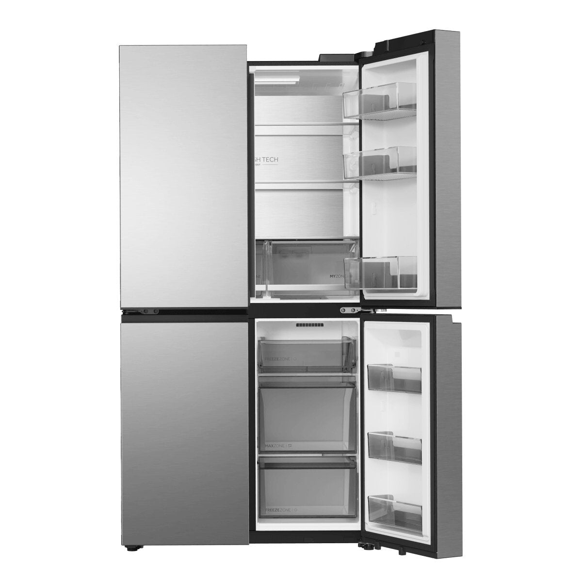 Haier 682L Quad Door Fridge Freezer - Satina - 5 Star Energy Rating - Wi-Fi - HRF690YS
