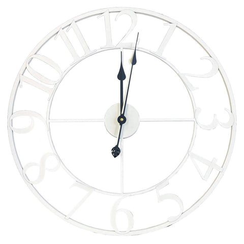 Tempus 60cm Metal Wall Clock - Classic White - Indoor/Outdoor Use - Quartz Movement - SuperSaverAU - view 1