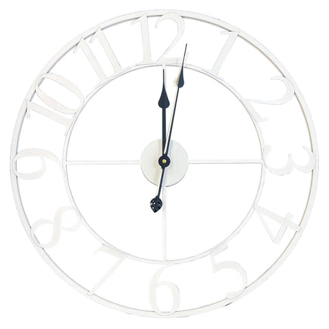 Tempus 60cm Classic White Metal Wall Clock For Indoor And Outdoor Use