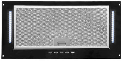 Artusi 60cm Undermount Rangehood - Matt Black Facia, 750m³/h, Push-Button Control - AUM60B