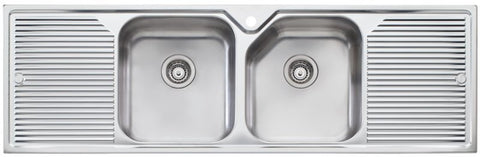 Oliveri Nu-Petite Double Bowl Topmount Sink - Double Drainer - Pre-Cut Tap Hole - NP6531TH