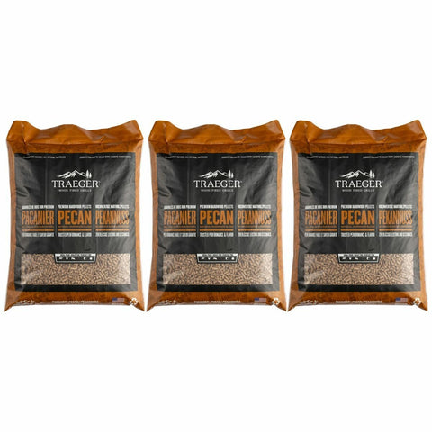 Traeger Pecan Cherry BBQ Wood Pellets 3 x 9kg Pack - All-Natural - Low Ash - Clean Burn - PEL340-PACK