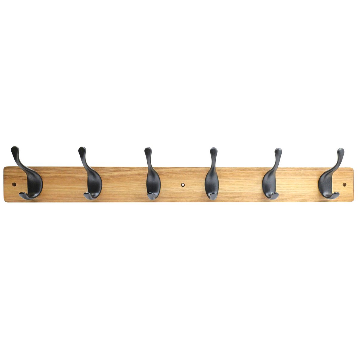 Adoored 6 Double Black Hook Pine Board Deco Hook Rack - 690mm - Natural Pine Finish - SuperSaverAU - view 1