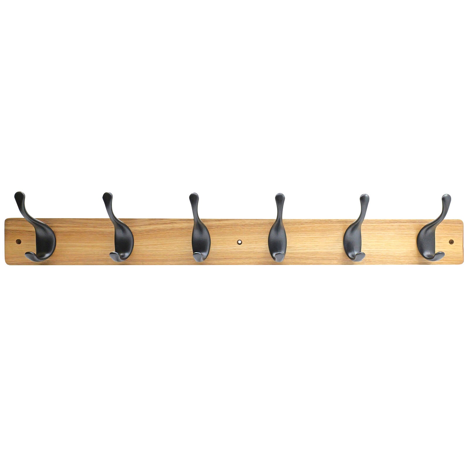 Adoored 6 Double Hook Pine Board Decorative Hook Rack, Timber/Black