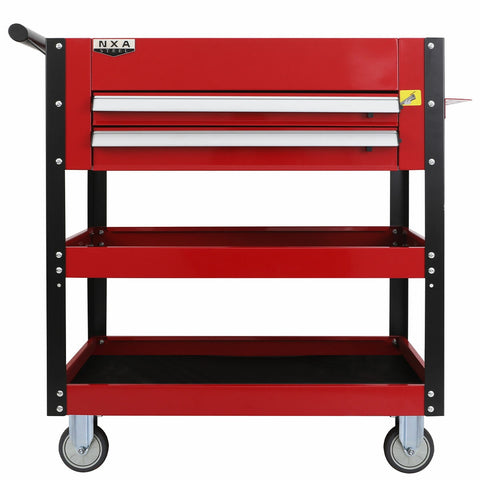 NXA 76cm Red Tool Cart With 2 Drawers And 3 Trays 30TC2D2TR