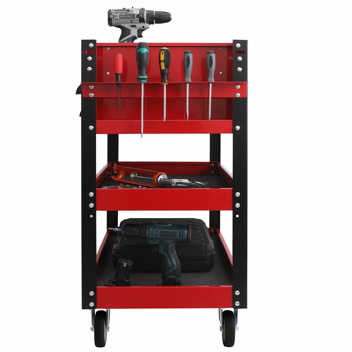 NXA 76cm Red Tool Cart With 2 Drawers And 3 Trays 30TC2D2TR