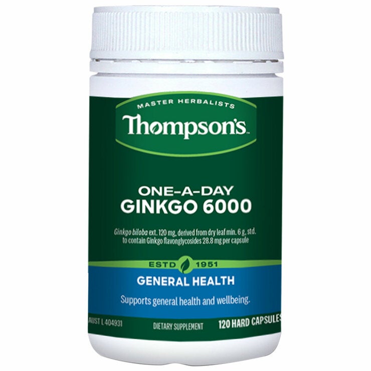 Thompson's Ginkgo 6000 One A Day 120 Capsule Pack for Memory and Circulation — image 2