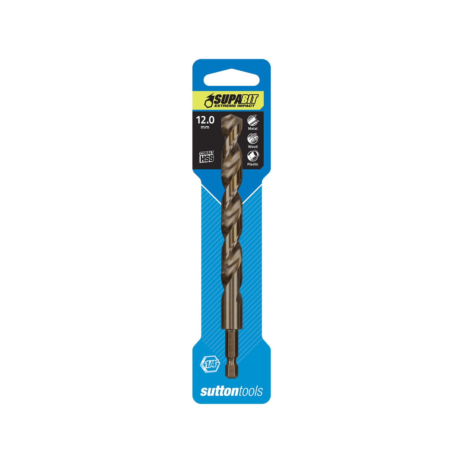 Sutton Tools 12mm Supabit Impact Drill Bit HSS Co for Metal, Timber & Plastic