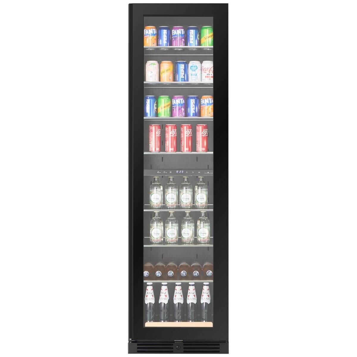 KingsBottle 245L Slim Beverage Fridge - Black, Right Hinge, Inverter Compressor - KB245BX-BK-RHH