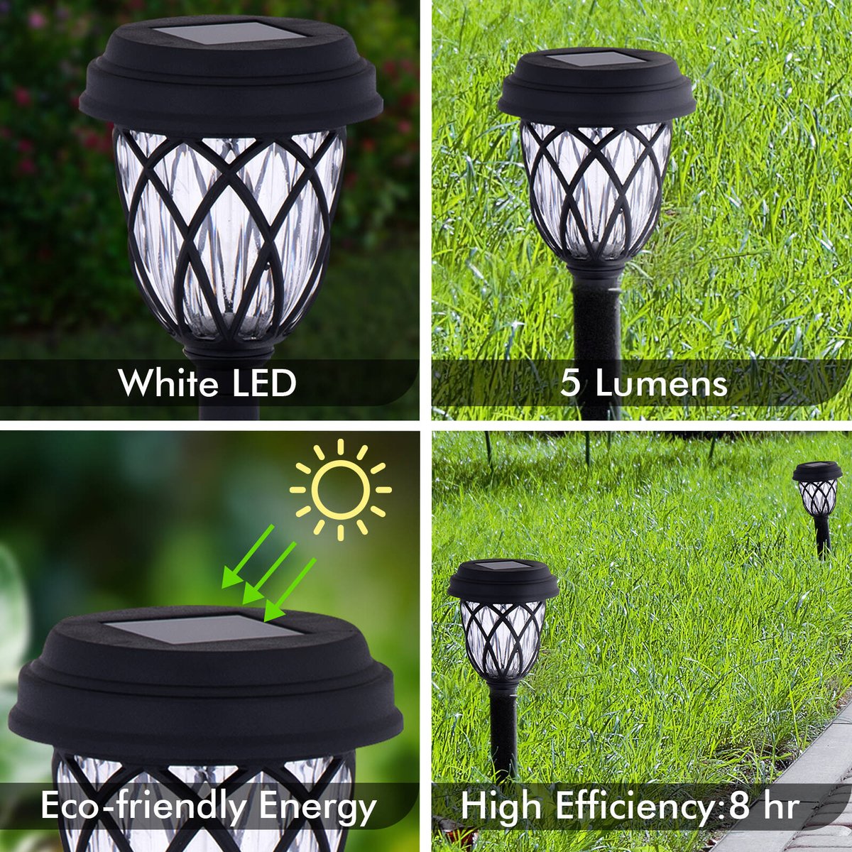 Arlec LED Garden Path Solar Light, 100mm Black Ground Stake LVS042