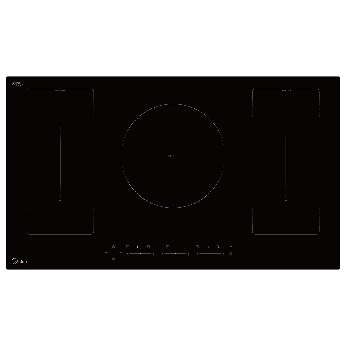 Midea 90cm 5 Zone 7200W Induction Cooktop Black MC-IV7243B2CC-A