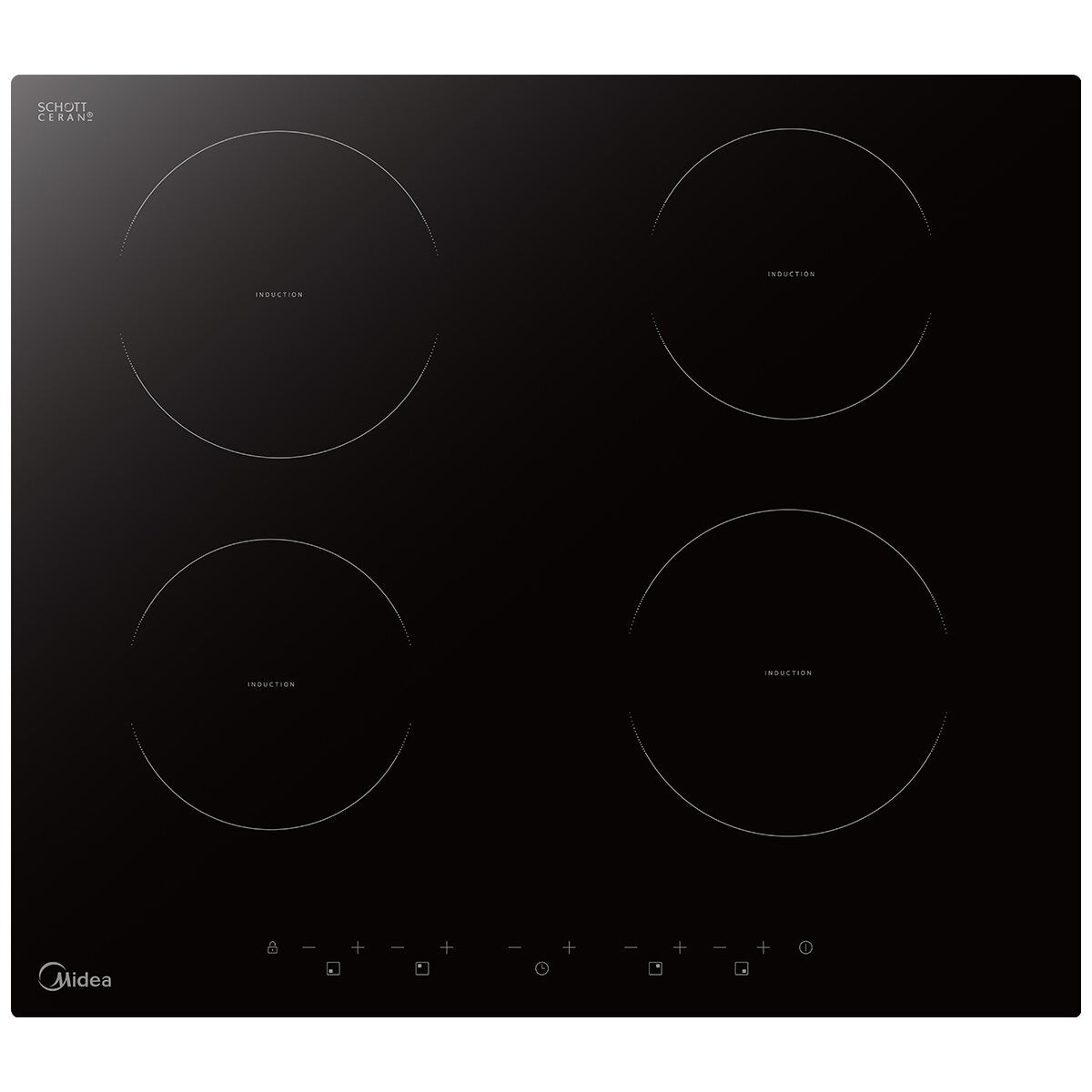Touch Control Cooking Surface with 9 Power Levels and Residual Heat Indicator, Midea 4-Zone 60cm MC-IF7216G4-A1