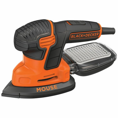 Black & Decker 120W mouse sander - mesh sanding sheets, micro filtration dust canister, kitbox - KA2500K-XE
