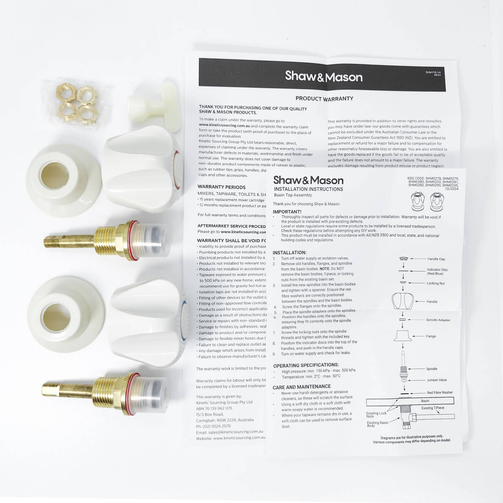 Shaw & Mason Ivory Classic Basin Top Assembly - ABS Plastic, Pair