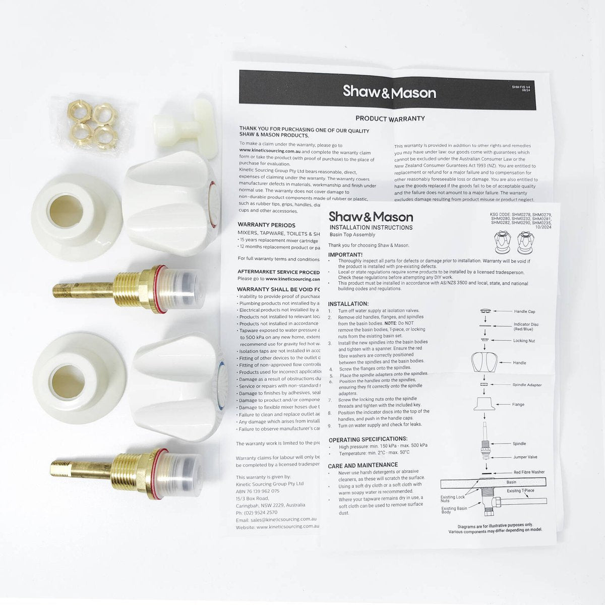 Shaw Mason Ivory Classic Basin Top Assembly Pair - 160mm x 120mm x 70mm - Easy Install - Temperature Indicators - SuperSaverAU - view 3