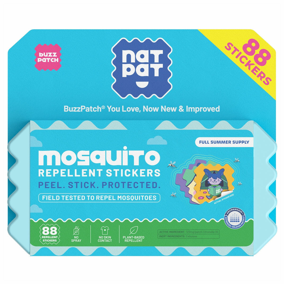 Nat Pat Mosquito Repellent 2 x 88 Stickers