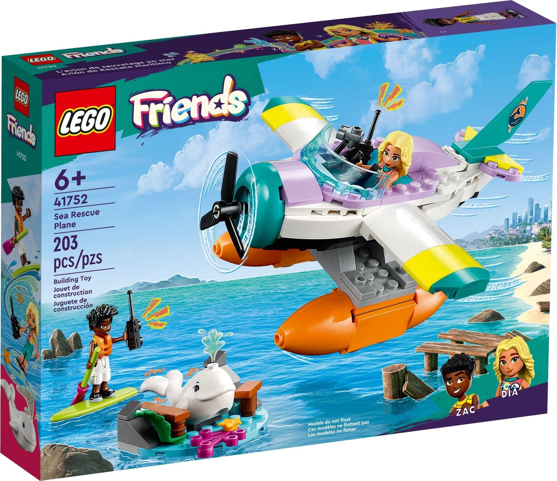 LEGO 41752 Sea Rescue Plane – Ocean Wildlife Rescue Playset - SuperSaverAU - view 1