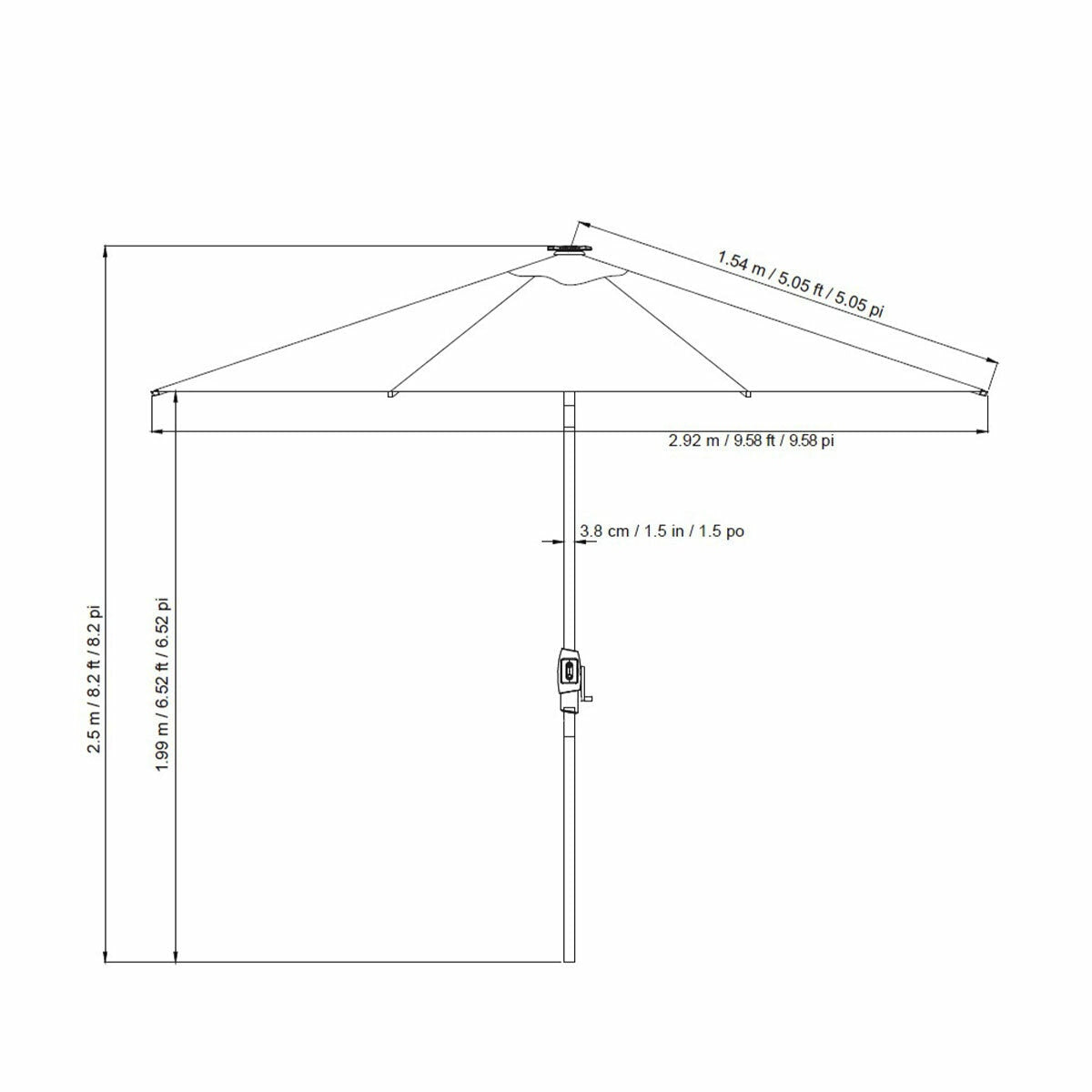 SunVilla Tan LED Market Umbrella 3M