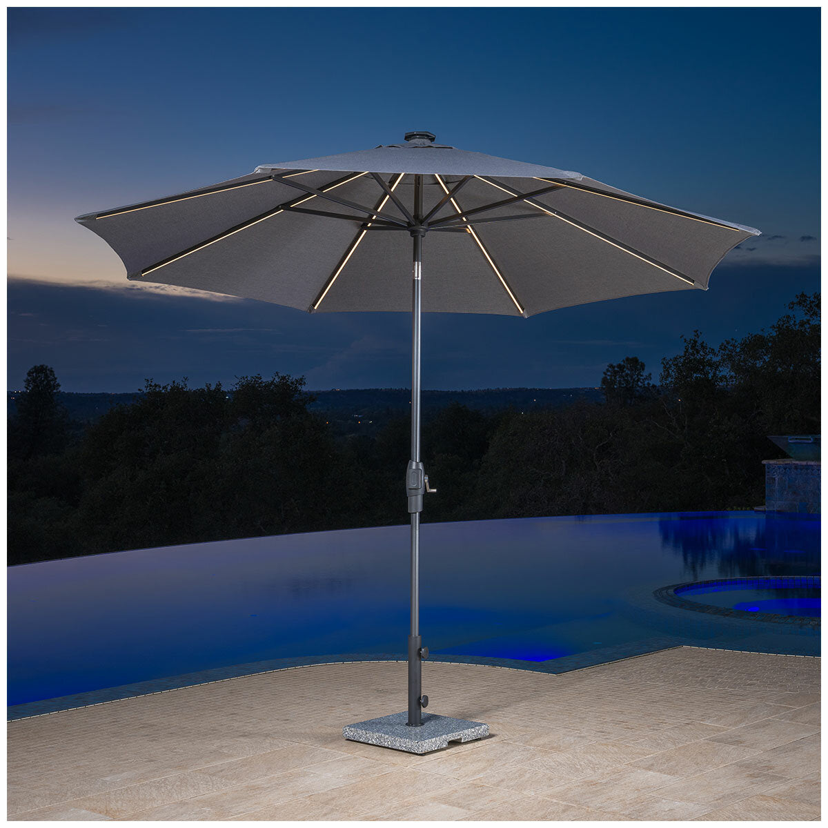SunVilla Graphite LED Market Umbrella 3M