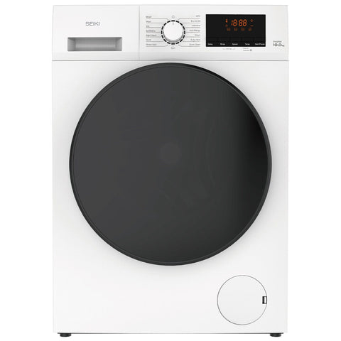 Seiki 10kg Front Load Washing Machine - White, 1400rpm Spin, Quiet Inverter - SC-1000AU10FLIN