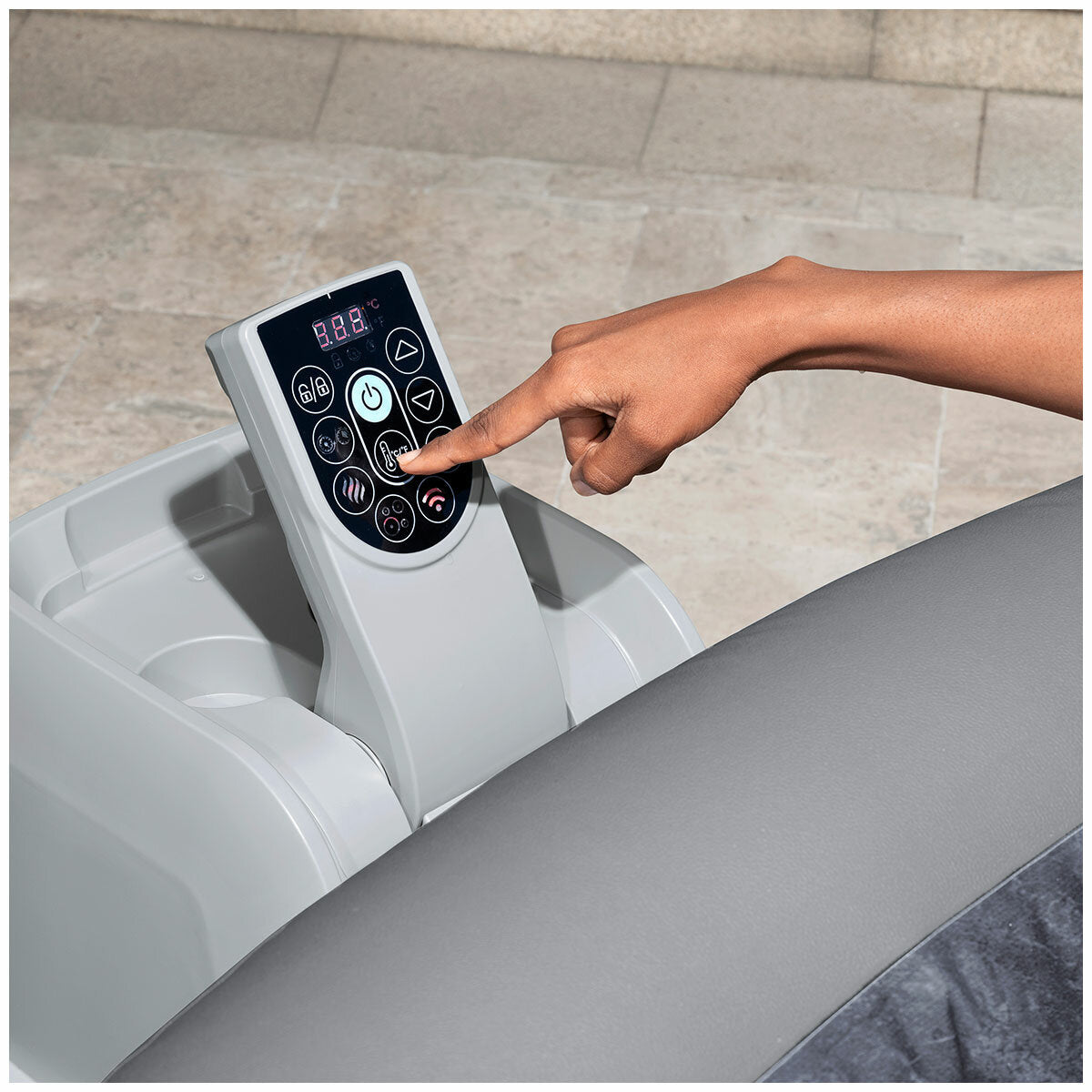 Lay-Z-Spa Santa Monica MaxHold EnergySense Smart AirJet 7 Grey Round Inflatable Spa 2.16M x 71cm