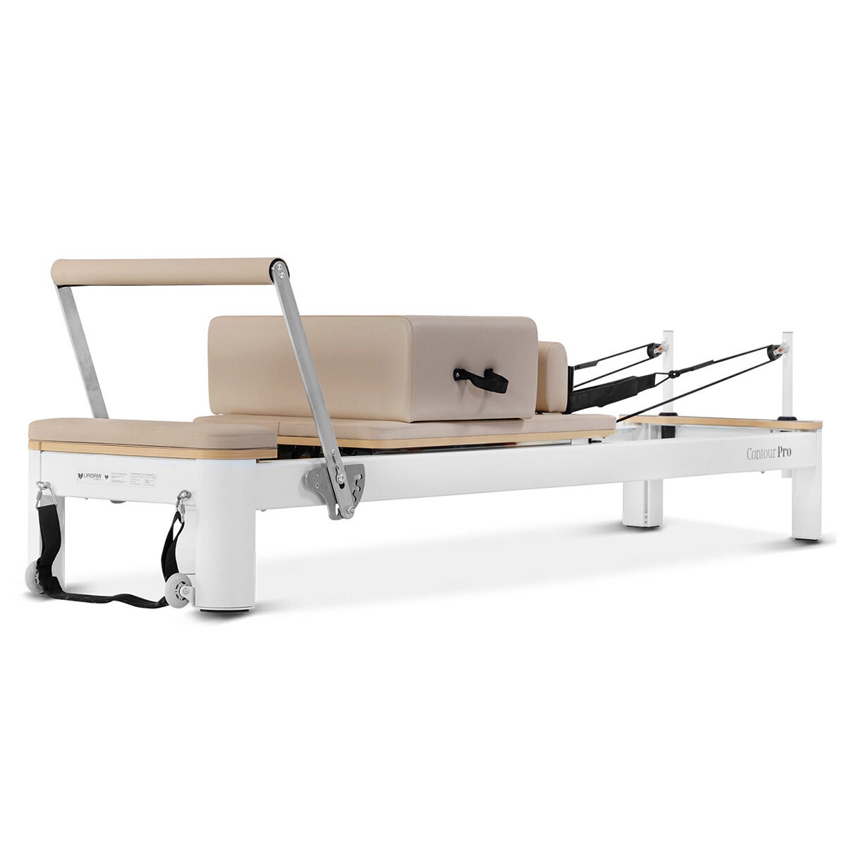 Lifespan Fitness Contour Pro aluminium reformer Pilates bed set - beige accents - 75kg - LFRF-CONTPROB