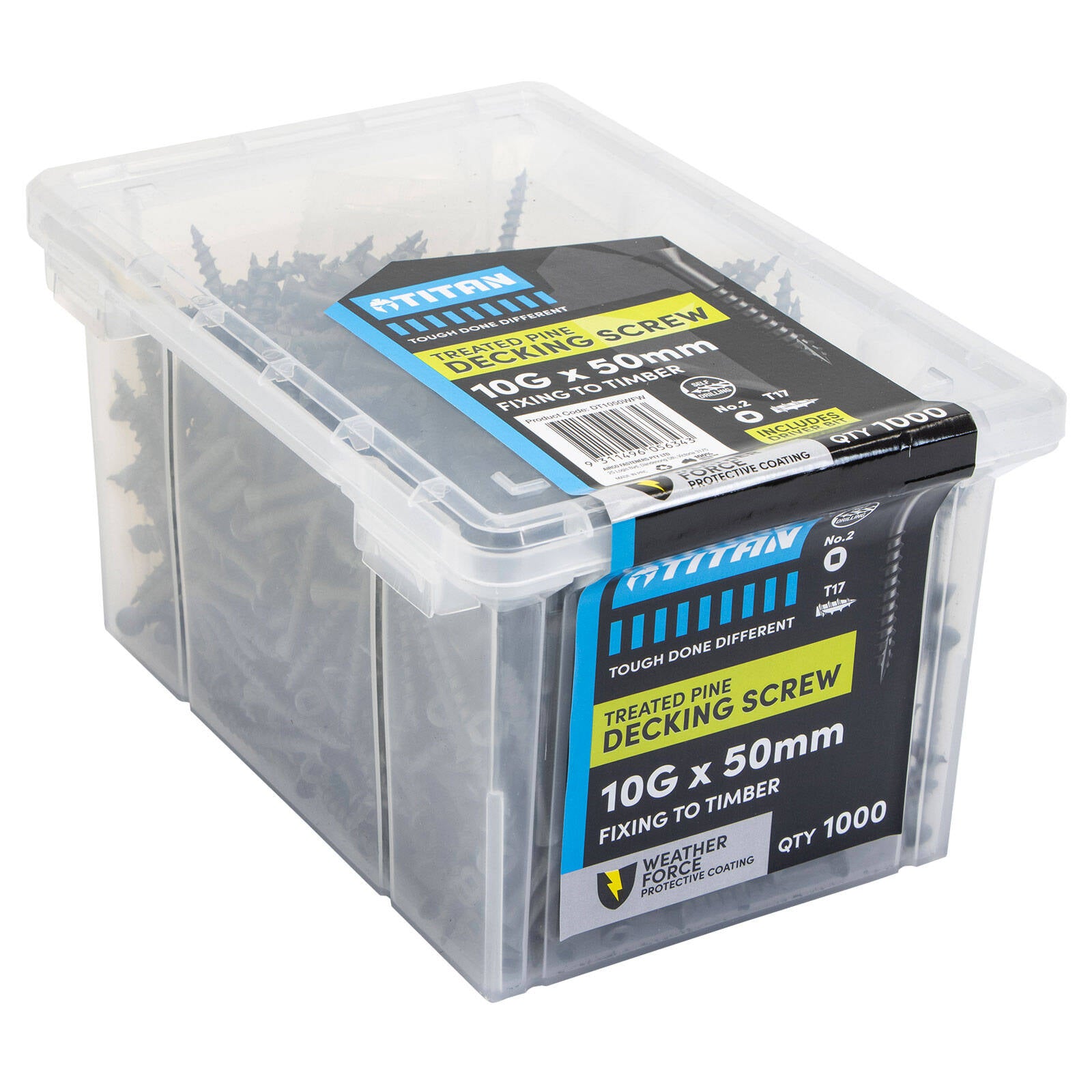 Titan 10G x 50mm Weather Force Treated Pine Decking Screw Type 17 - 1000 Pack