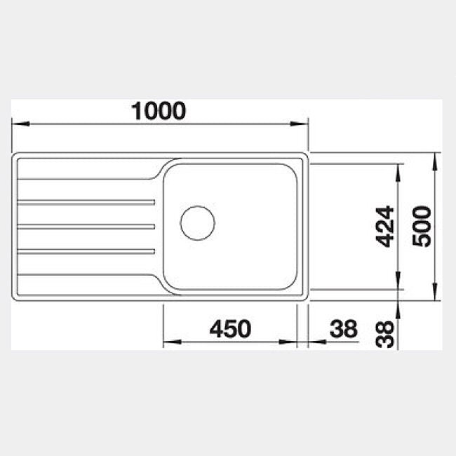 Blanco single bowl sink with left hand drainer - 18/10 stainless steel, flush or top mount - LEMISXL6SRIFK5